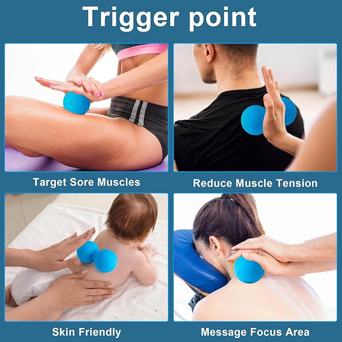 Peanut Massage Ball-Double Lacrosse Massage Ball, Mobility Ball for Myofascial Release,Yoga Therapy,Trigger Point Therapy,Muscle Knots and Acupoint Massage (Grey Firm Ball)