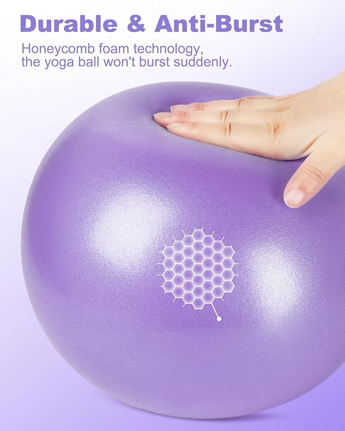 9 Inch Pilates Ball Small Exercise Ball, Workout Ball for Barre, Pilates, Yoga, Stability, Workout, Balance, Fitness at Gym Home Office