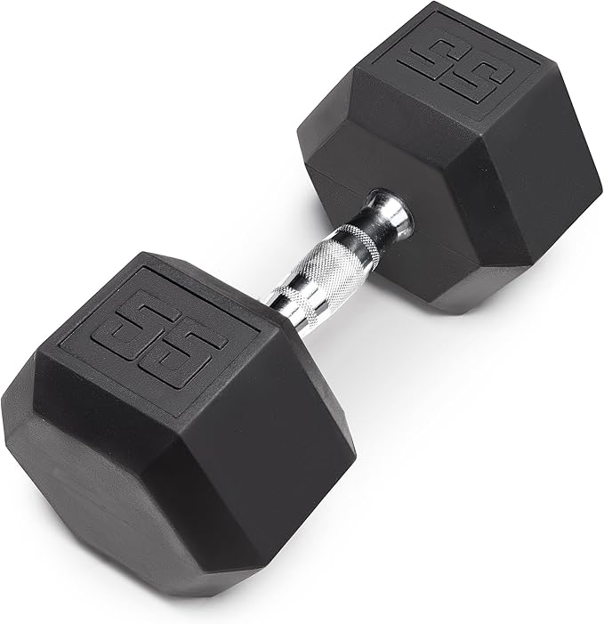 Marcy Classic Rubber Hex Dumbbell with Knurled Grip for Strength Training and Bodybuilding, 5lb - 50lb Single Dumbbell for Exercise & Fitness, Sold Individually
