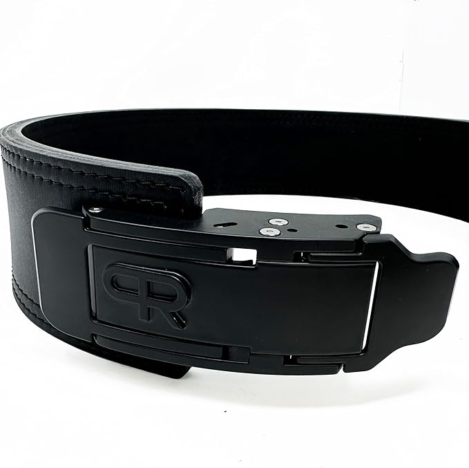PR Lifestyle Personal Record Ratchet Belt 13mm – Powerlifting Belt Leather Weightlifting Belt for Men & Women, Adjustable Ratchet Buckle Gym Belt for Squat Deadlift Strength Training