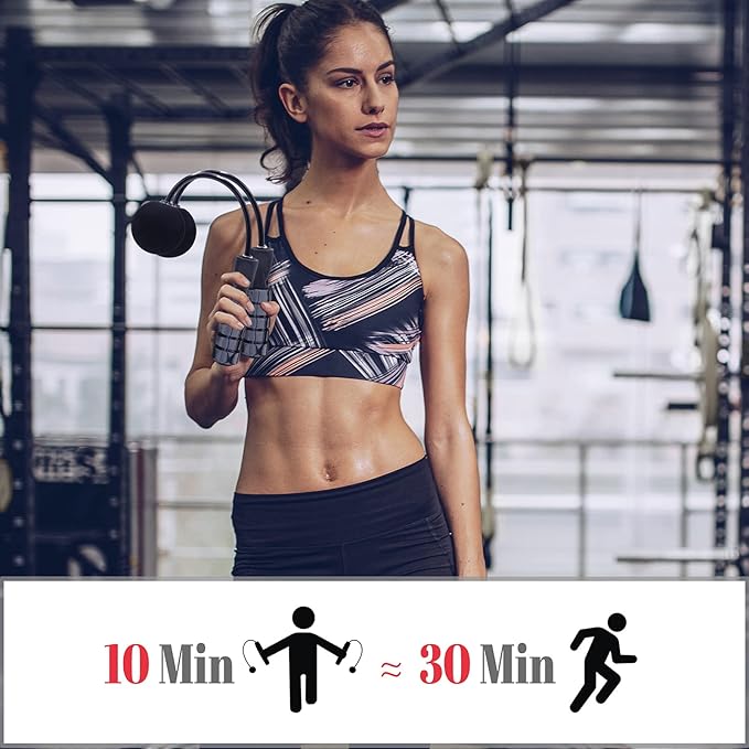Cordless Jump Rope for Fitness with Indoor Jumping Rope Weighted Ropeless Skipping Jump Rope for Men Women Kids High-Speed Rope Skipping for Narrow Space Fit Weight Loss and General Workouts