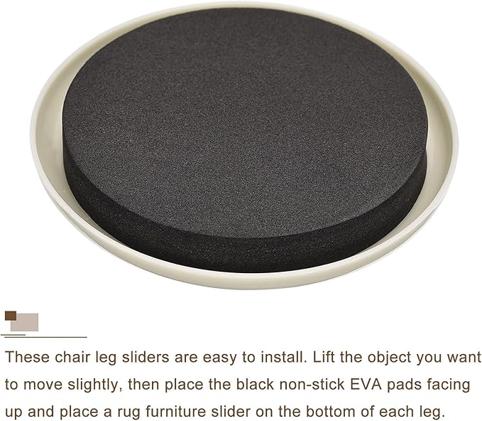 uxcell Furniture Sliders, 4Pcs 3.5" - Plastic Reusable Round Sliding Pads, Chair Glides for Carpeted Tile Vinyl Hardwood Floors (Grey)