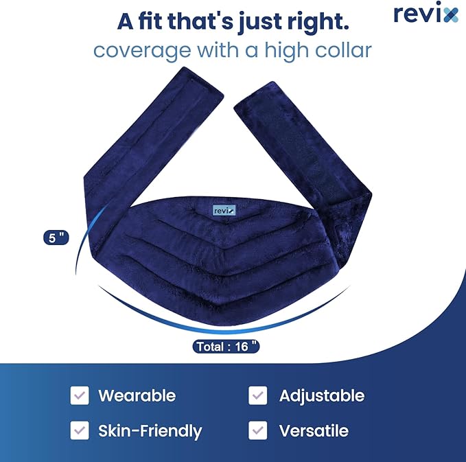 REVIX Microwavable Heating Pad for Back, Extra Large Microwave Heating Wrap for Waist, Stomach, and Shoulders, Moist Heat Therapy for Stress Relief, Adjustable, for Men and Women, Navy