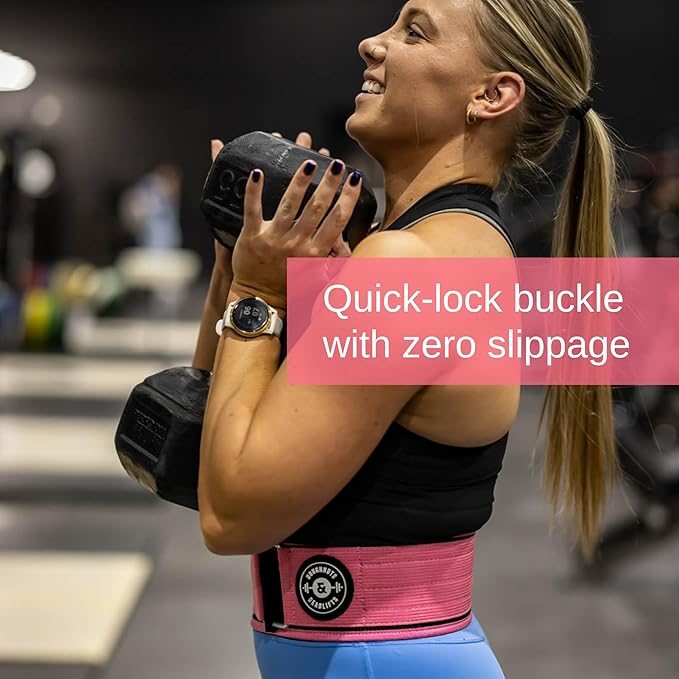 Weight Lifting Belt for Squats, Weightlifting Belt for Deadlifts - 4in Back Support for Bodybuilding | Powerlifting, Locking Metal Buckle, Weight Lifting Belts for Men - Quick Locking