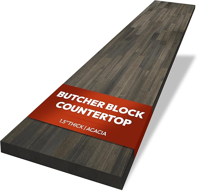 Howizz Acacia Butcher Block Countertop 60 x 36 x 1.5 Inches, Mocha Stain Solid Wood Table Top for Desk Top, Workbench Top, Kitchen Countertop