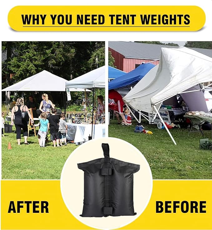140 LBS Extra Large Pop up Canopy Weights Sand Bags for Outdoor Pop Up Canopy Tent Gazebo Outdoor Instant Canopies Sand Bags Without Sand (Black-4 Pack)