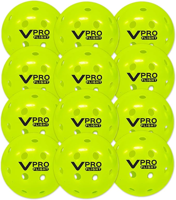 Vulcan | VPRO Flight Outdoor Pickleball Official Ball of The PPA Tour & MLP | 3, 6, 12, 36 & 100 Ball Pack | Hi-Vis Yellow