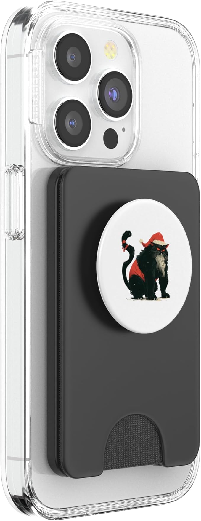 Christmas Cat Shirt Fat Cranky Cat Wearing Red Santa Hat PopSockets PopWallet for MagSafe