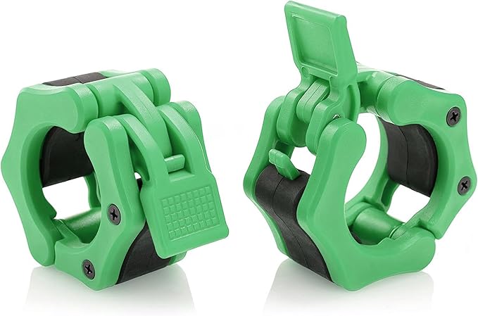 Olympic Barbell Clamps Collars Quick Release Pair Weight Clips for 2 inch Barbell GREEN