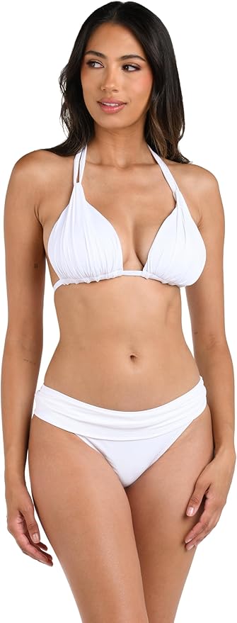 Island Goddess Rouched Halter Bikini Swimsuit Top