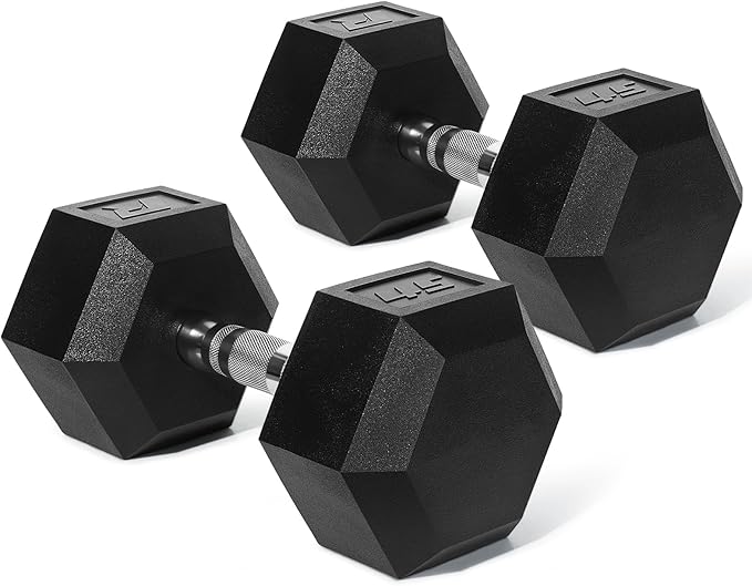 Ritfit 5-650 LBS PVC Encased Hex Dumbbell Sets with Optional Rack for Home Gym, Hand weight with Chrome Handle for Strength Training,Workouts