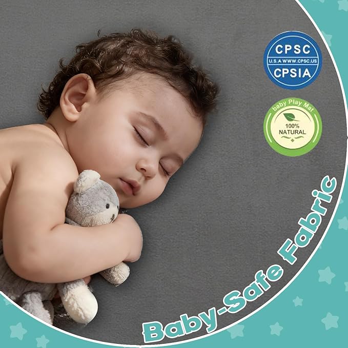 RONGFA Baby Play Mat for Floor,1.3" Thick Elasti-Foam Playpen Mat for Tummy Time, Easy Care with Non-Slip Cushioned for Infant,Kids and Toddler Crawling