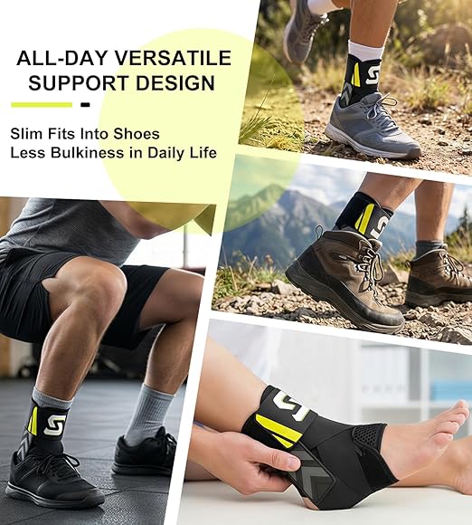Quick Lace Up Ankle Brace for Sprained Ankle, Slim Fit Ankle Support Brace with Side Stabilizing Pads for Men & Women, Adjustable Ankle Stabilizer for Injury Recovery, Running, Sports, M-Support Plate of 1