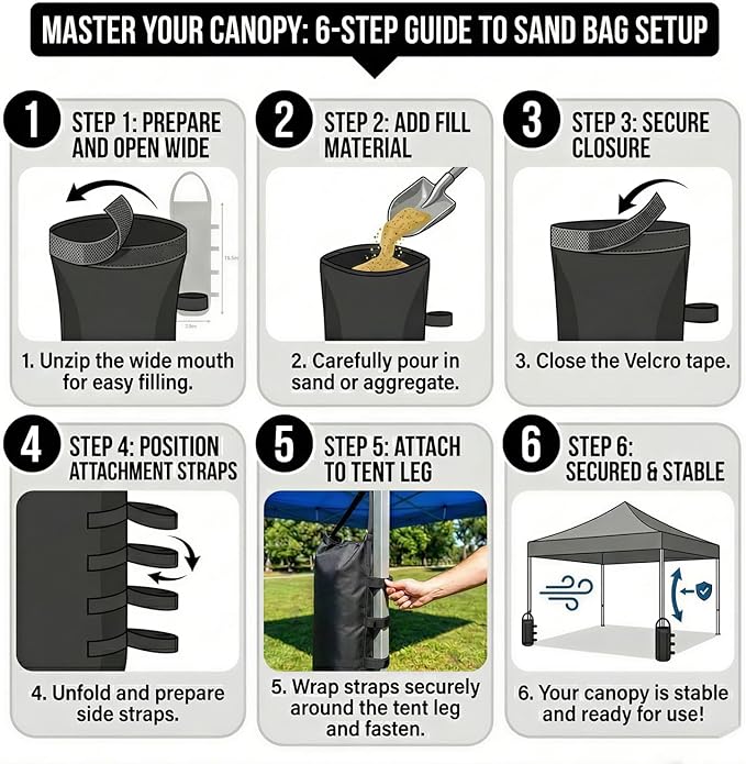 112 LBS Canopy Weights 4 Pack - Heavy Duty Sandbags for Pop Up Canopy Tent, Gazebo Weights for Wind, Universal Sand Bag for Instant Sun Shelter, Outdoor Umbrella Bases, 1680D Waterproof Oxford (Empty)