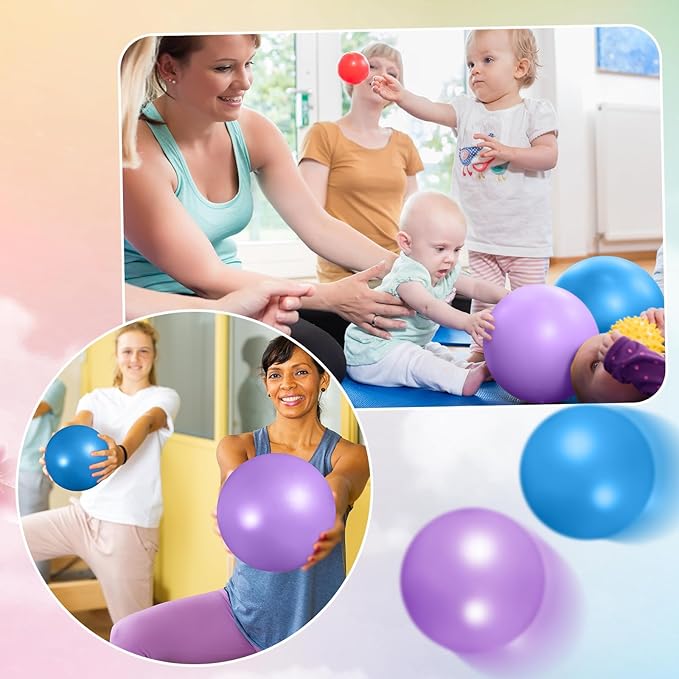 Aoriher 10 Pcs Small Exercise Pilates Ball Bulk 9 Inch Mini Yoga Balls Anti Burst and Slip for Stability Fitness Physical Therapy Stretching & Core Workout at Home Gym Office Class