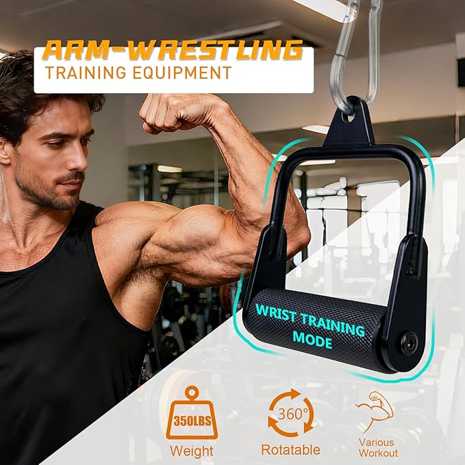 Arm Wrestling Handles, Thick Armwresting Training Equipment LAT Pulldown Attachments D Handle, V Bar Cable Machine Attachments, Gym Handles for Forearm, Wrist Strength Training
