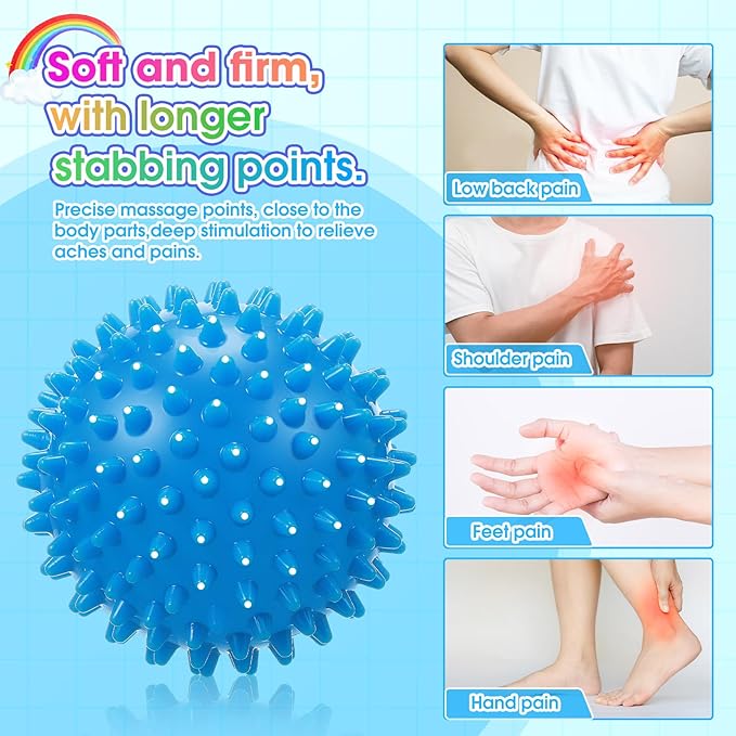 Liliful 12 Pcs Spiky Massage Ball Hard Foot Ball Roller Massager Firm Foot Arch Trainer 3 Inch for Deep Tissue Plantar Fasciitis Back Hands Muscles Soreness Exercise (Mixed Color)