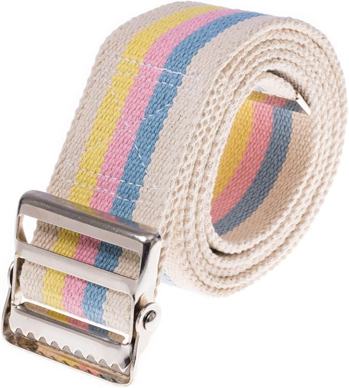COW&COW Transfer and Gait Belt 72inch with Metal Buckle - Transfer Walking and Standing Assist Aid for Caregiver Nurse Therapist 2 inches(Pastel Stripe)