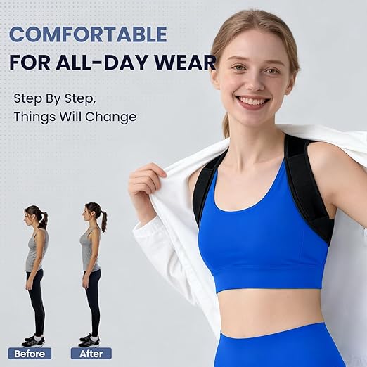 Posture Corrector for Men & Women,back posture corrector for men,posture brace,back straightener posture corrector,Adjustable Upper Back Shoulder Brace, Back Straightener for Neck, Spine Alignment, Improve Posture, Comfortable & Breathable, L/XL