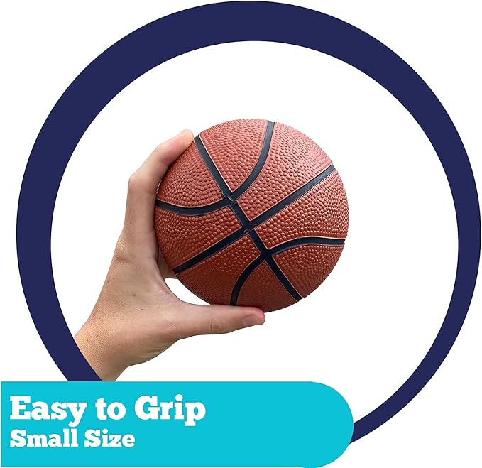 Botabee 5" Rubber Mini Basketballs (2-Pack) - Realistic Bounce and Grip for Indoor and Outdoor Play - Small Basketball for Kids - Durable and Fun, Perfect for Mini Hoops