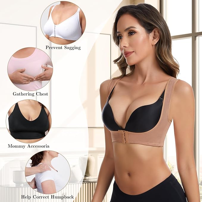 QWD Sleeveless Chest Brace Push up for Woemn Posture Corrector Back Shaper Vest Shapewear Tops