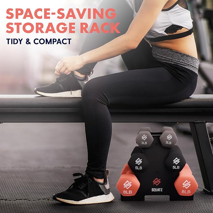 SQUATZ Dumbbell Weights Set with Stand