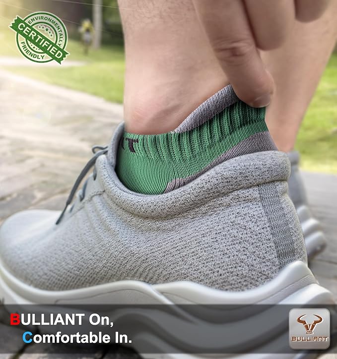 BULLIANT Men Running Socks,Active Ankle Socks No Show For Men With Cushioned Footbed Arch Support Breathable Wicking
