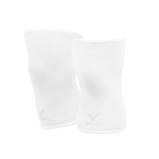 Stoic Knee Sleeves (IPF Approved) – 7mm Knee Support for Powerlifting, Weightlifting & Squats – Used in World Competitions – USAPL & USPA Compliant – Pair for Men & Women (XLarge, White)