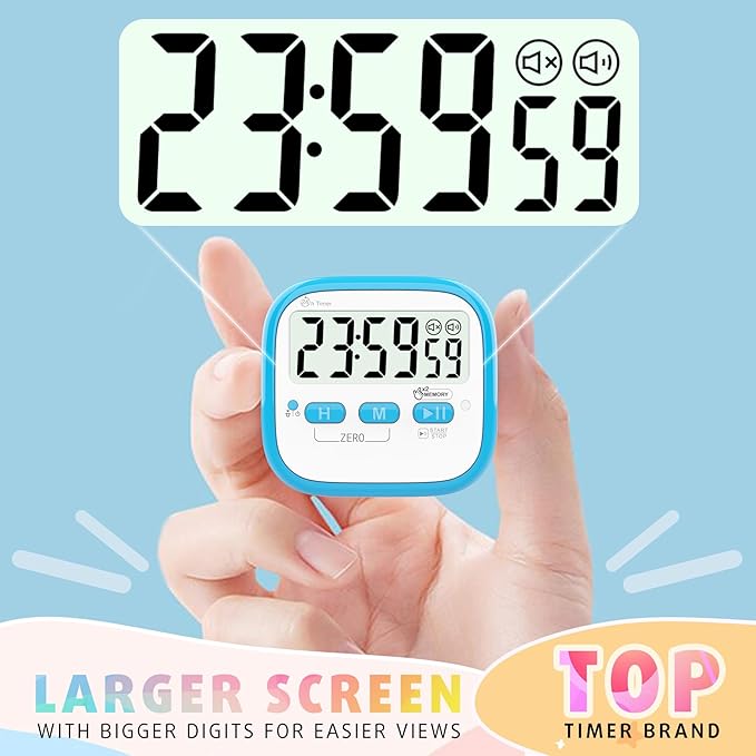 Antonki 2 Pack Classroom Timers for Kids Teachers, Magnetic Countdown Digital Kitchen Timer for Cooking, Study, Exercise, Games, Time Mangement - Loud/Silent Mode - Battery Included