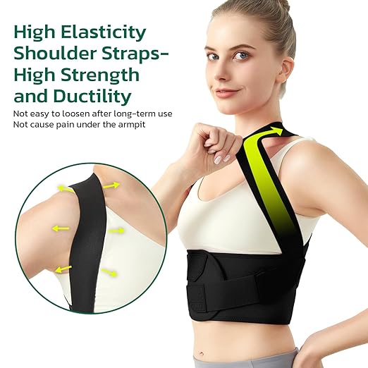 aoFIT Posture Corrector for Women - Lightweight and Breathable Back Brace for Pain Relief, Rounded Shoulders and Hunchback, Compact & Portable with Fashionable Design, Invisible Under Clothes Black XL