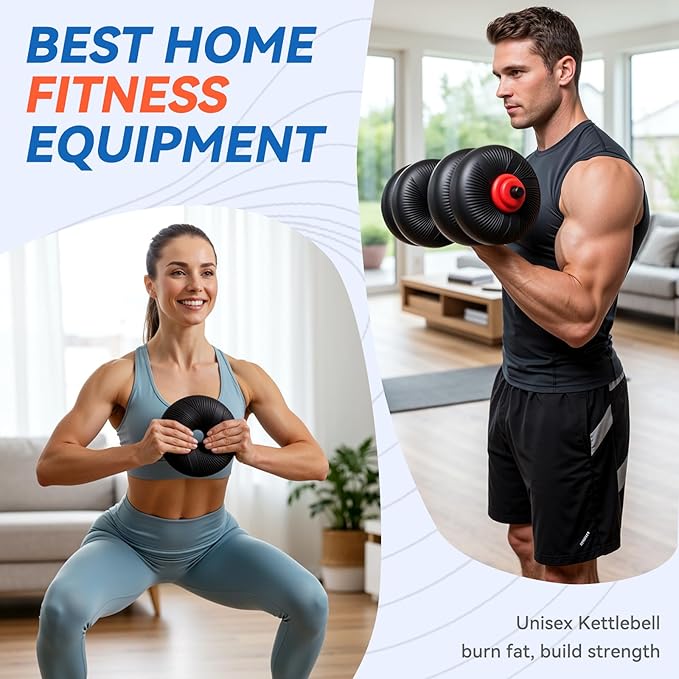 LIFERUN Adjustable Dumbbell Set, Soft PVC Coated, 45lbs/67lbs Free Weight Set Home Gym, 4-in-1 Used As Barbell, Dumbbells, Kettlebell, Weight Plates, Weights Dumbbells Set, Space Saving Fitness Exercise For Men/Women