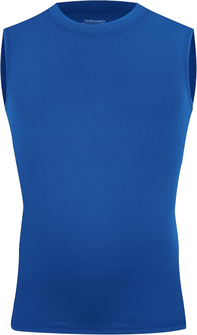 Youth Boy Girls Sleeveless Compression Shirt Kid Athletic Tank Top Quick Dry Basketball Football Undershirt
