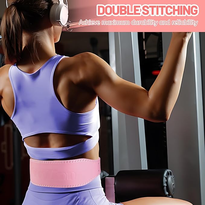 9mm Leather Fitness Weight Lifting Belt for Women&Men with 4 Inches Padded Lumbar Support for Power Lifting Workout & Squats Exercise