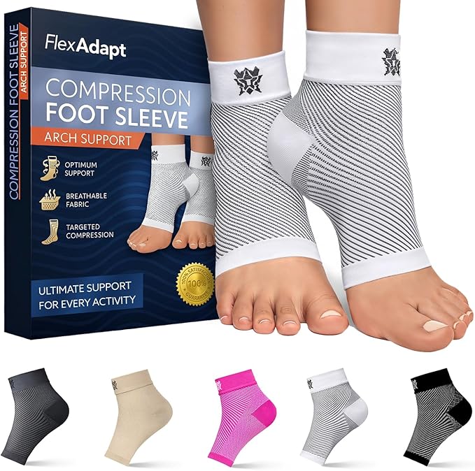Compression Socks for Plantar Fasciitis & Achilles Tendonitis Relief – Pair of Ankle Compression Sleeves for Foot Swelling, Heel Spurs, Pain & Fatigue – Comfortable Arch Support Brace for Daily Use (White, X-Large)