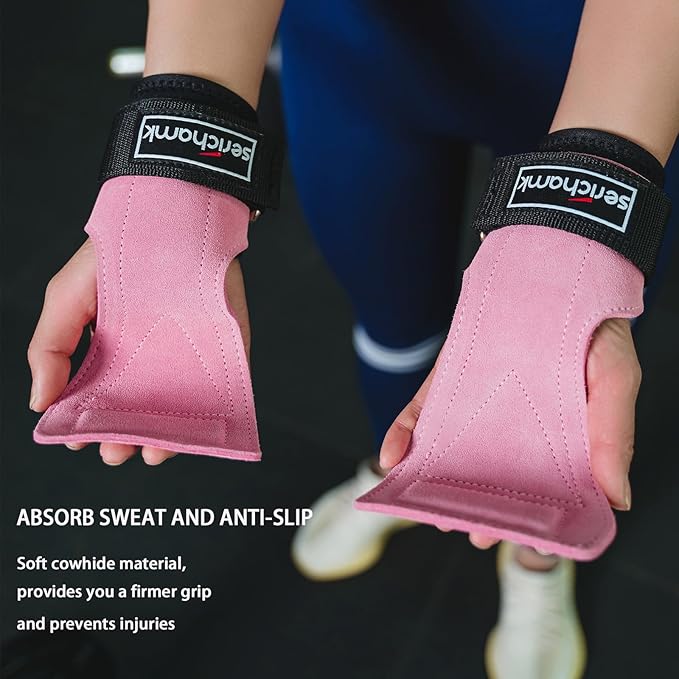 Wrist Straps for Weightlifting with Wrist Wraps,Leather Weight Lifting Wrist Wraps Grip Assistance Deadlift Straps Workout Gym Straps for Men and Women
