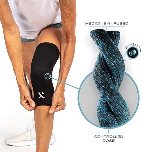 NUFABRX Medicine-Infused Pain Relieving Knee Compression Sleeve for Men & Women with Knee Pain, Arthritis, Tendonitis, and Joint Pain
