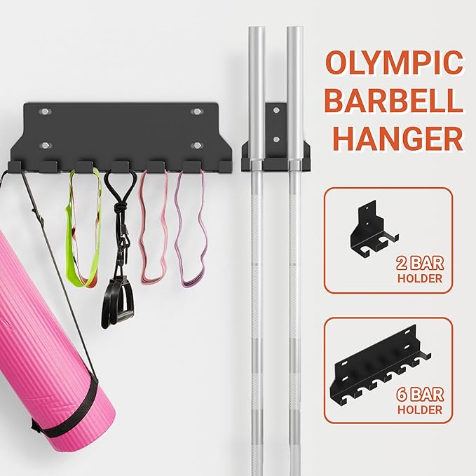 Fitvids Wall Mount Vertical Barbell Hanger Olympic Barbell Holder