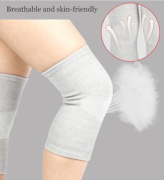 Bamboo Charcoal Knee Sleeve - Bamboo Compression Knee Sleeve for Men and Women - Elastic Warm Knee Brace for Arthritis(Gray, Large)