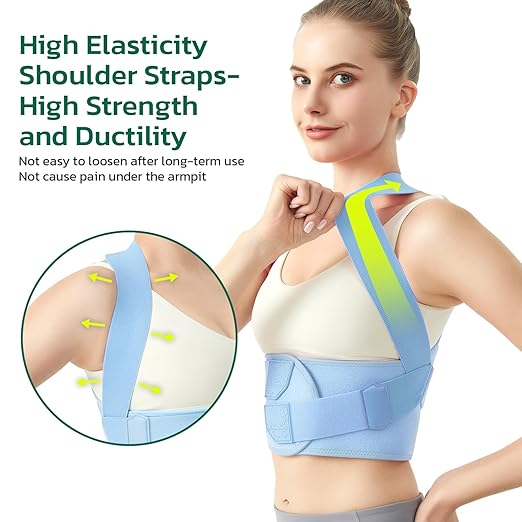 aoFIT Posture Corrector for Women - Lightweight and Breathable Back Brace for Pain Relief, Rounded Shoulders and Hunchback, Compact & Portable with Fashionable Design, Invisible Under Clothes Blue-L