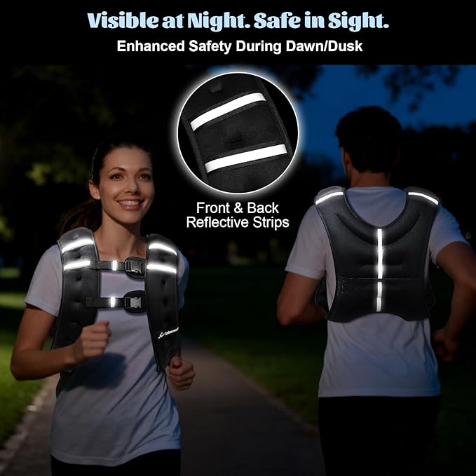 Weighted Vest Weight Vest for Men Women Kids Weights Included with Reflective Stripe, Body Weight Vests Adjustable for Running, Workout, Jogging, Walking