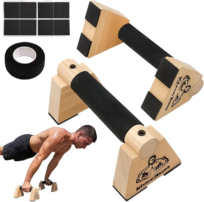 Wooden Push Up Bars, Parallettes Bars - Wooden Calisthenics Equipment for Handstand Training Push Up Bars & Calisthenics Bar Calisthenics Equipment for outdoor&home