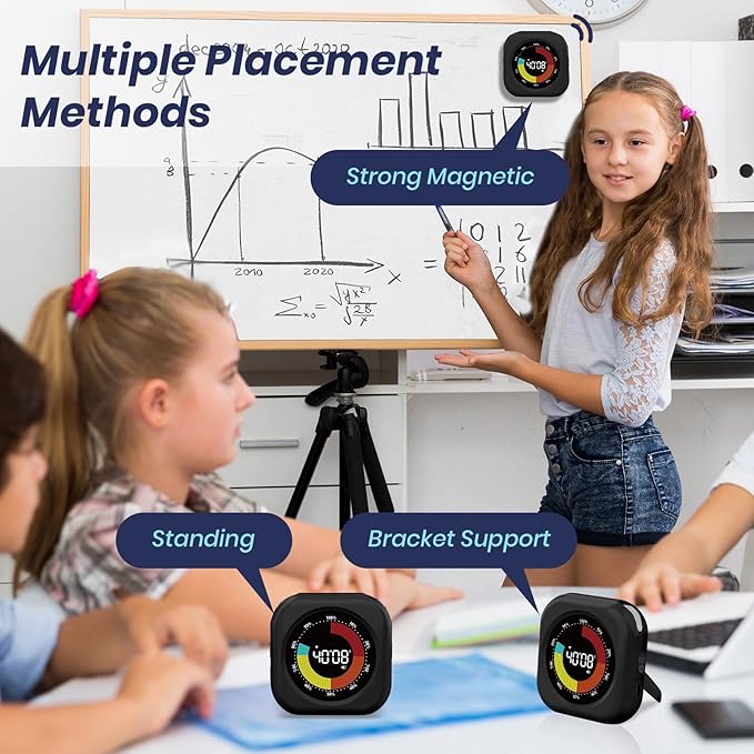 PERSUPER Visual Timer for Kids, 10 Hours Countdown/Up, with Rechargeable, 3 Volume Levels, 3 Brightness Display, and Magnetic, Homeschool Study Tool, Large Digital Timers for Classroom (2 Packs)