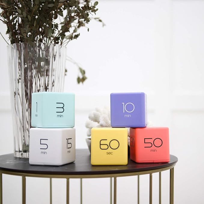 mooas Cube Timer (Coral), Timers Cube Flip Block Timers Productivity Gravity Sensor Time Management for Kids ADHD Classroom Kitchen Desk Workout Cooking Study 10, 30, 50, 60 min Timer Setting
