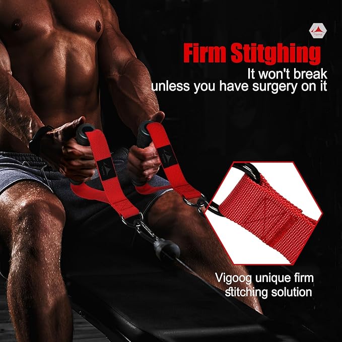 Heavy Duty Gym Workout Handle Attachments - Powerful, Comfortable & Anti-Slip Rubber Exercise Grips for Cable Machines, Pulley Systems and Other Fitness Equipments