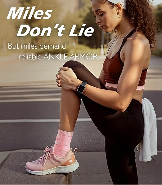 Flat Knitting Ankle Brace for Women&Men, 7-Zone Dynamic Compression Sleeve w/Flex Strap,Foot Support for Sports, Sprained Ankle, Achilles Tendonitis, Plantar Fasciitis Relief(Pack of1) S,Pink