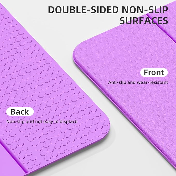 Folding Yoga Mat Extra Thick 0.4 Inch, Foldable Yoga Mat 75 x 26 Inches, TPE Exercise Mat, 7-Panel Non Slip Cushioned Fitness Mat for Yoga, Pilates, Stretching, Home Workout