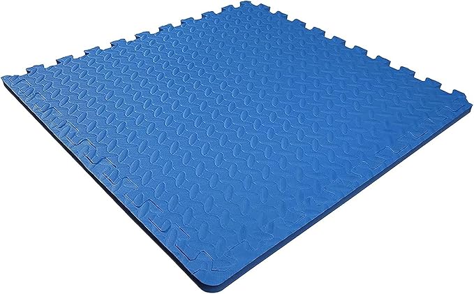 BalanceFrom Puzzle Exercise Mat 3/4' Thick, EVA Interlocking Foam Floor Tiles for Home Gym, Mat for Home Workout Equipment, Floor Padding for Kids, Blue, 24 in x 24 in x 3/4 in, 24 Sq Ft - 6 Tiles