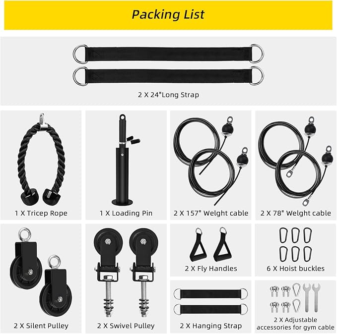 LAT Pulldown Pulley System for Home Gym Cable Machine Pulley Attachment Set Power Cage Weight Lifting Workout Kit