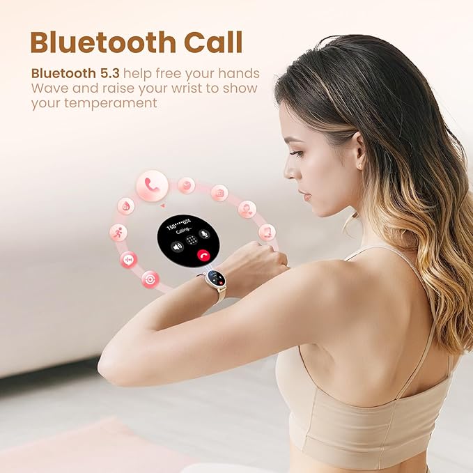 KEEPONFIT Smart Watches for Women Android/iPhone, IP68 Waterproof Fitness Tracker with Bluetooth Calls(Answer&Make), Activity Pedometer/Heart Rate/SpO2 Monitor/100+ Sports Model (Silver Blue)