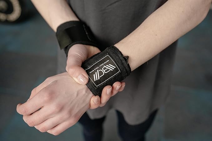 WARM BODY COLD MIND - Premium Cotton Weight Lifting Wrist Wraps for Cross Training, Powerlifting, Deadlift, Weightlifting, Gym, Wrist Straps, Workout, Fitness, Heavy-Duty Support with Thumb Loop